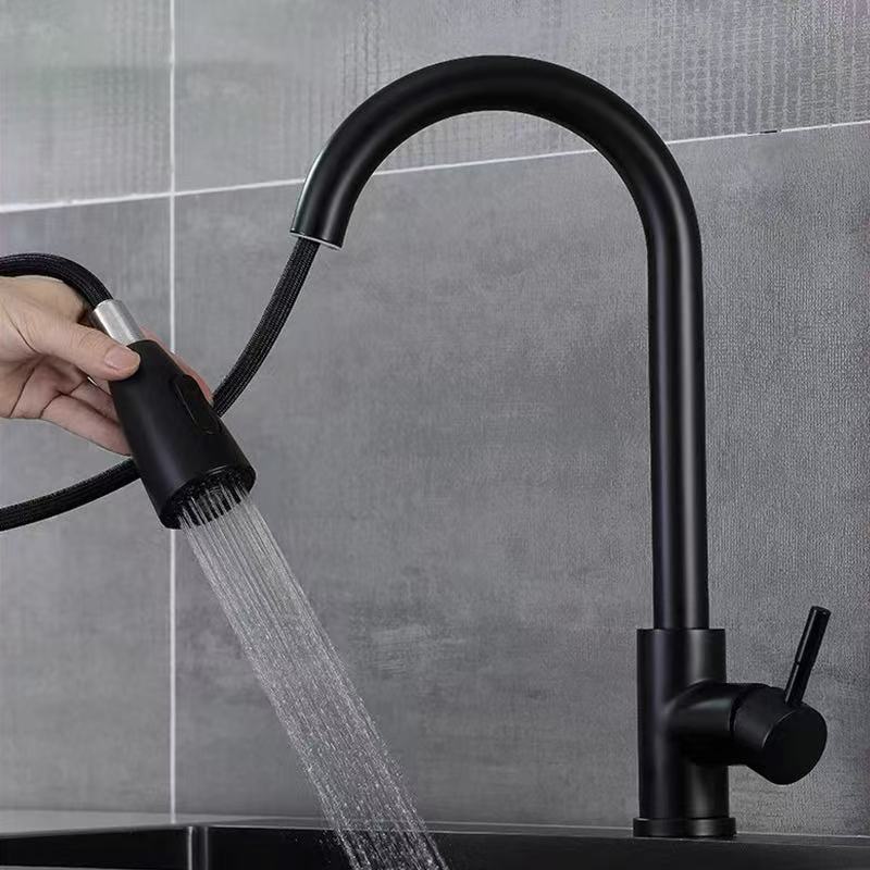 Side-Opening Single-Handle Pull-Out Kitchen Hot And Cold Faucet