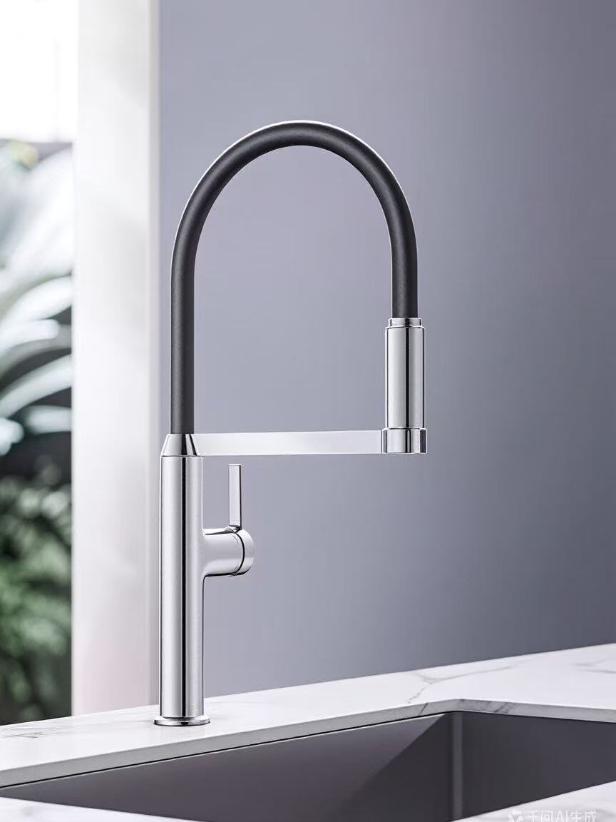 Silicone Curved Tube Single-Handle Hot and Cold Water Sink Faucet