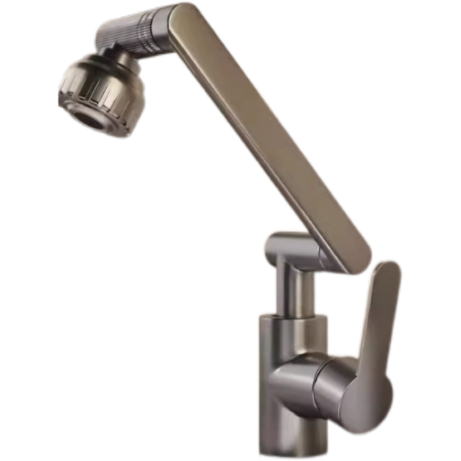 Mattgrauer, schwenkbarer mechanischer Wasserhahn