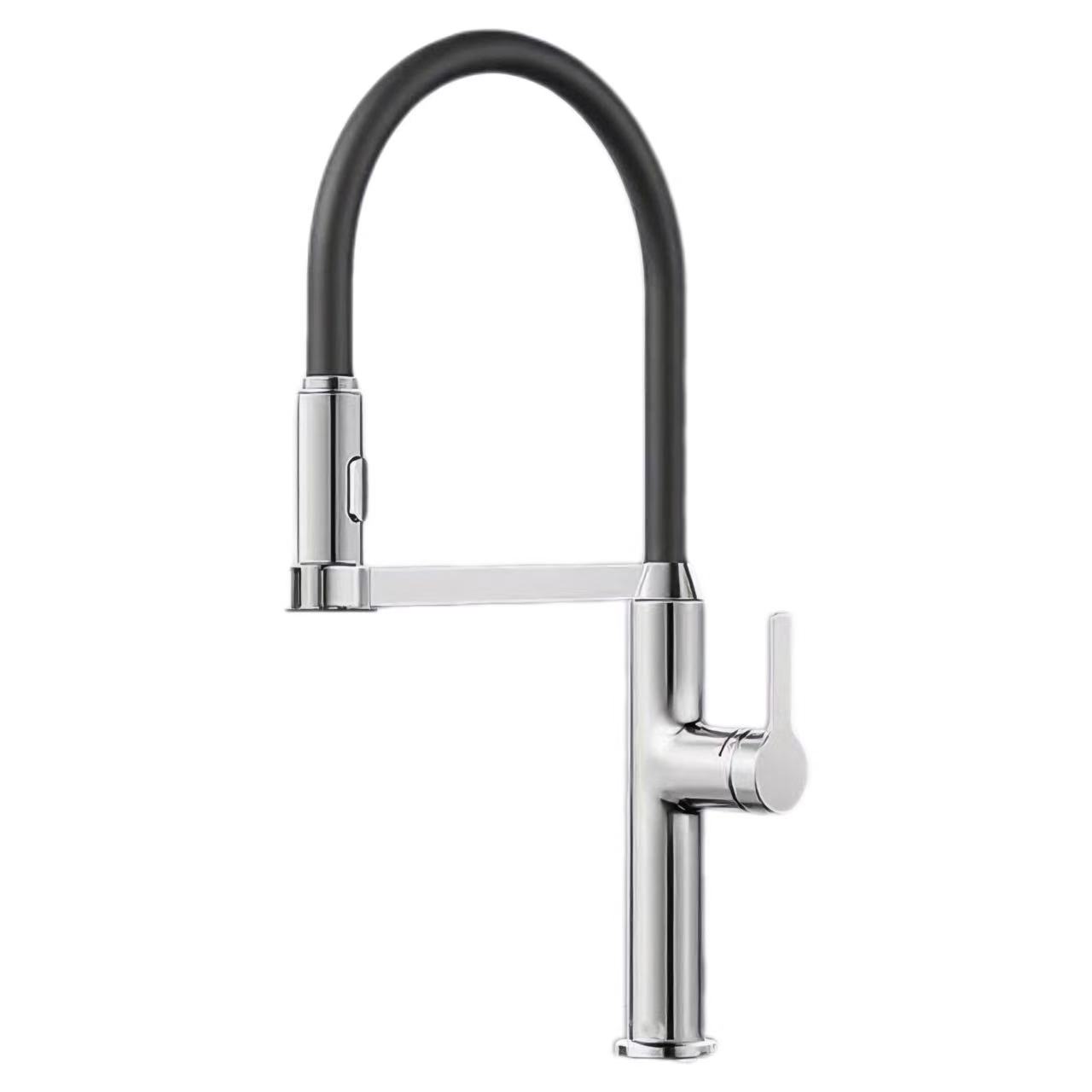 Silikon-Einhebelmischer mit gebogenem Rohr für heißes und kaltes Wasser