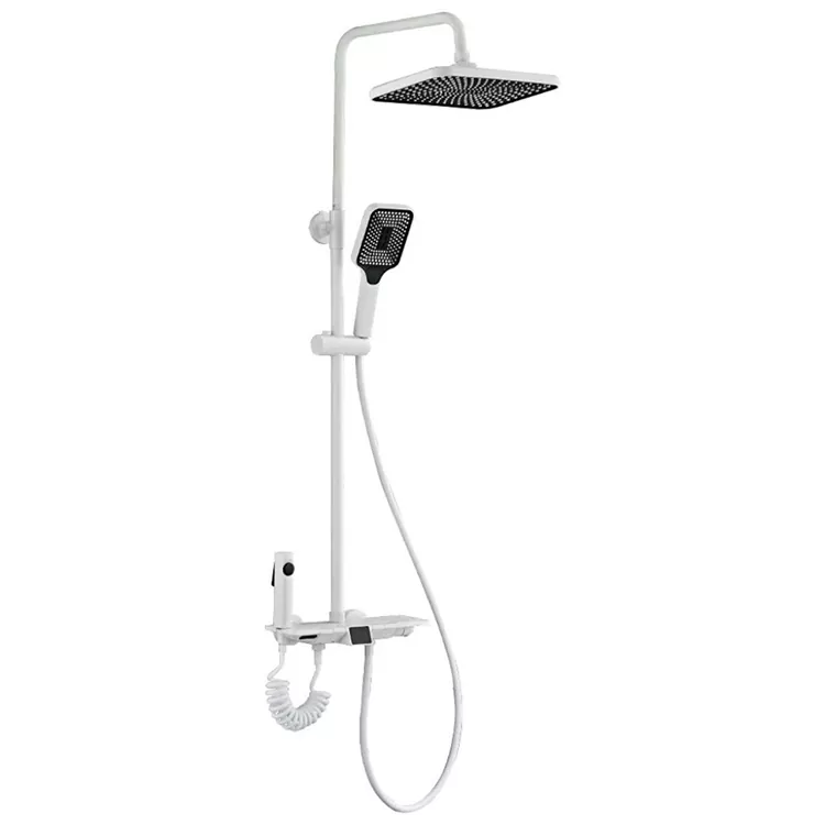 Weißes Duschset mit thermostatischer Digitalanzeige und Spritzpistole Weißes Duschset mit thermostatischer Digitalanzeige und Spritzpistole